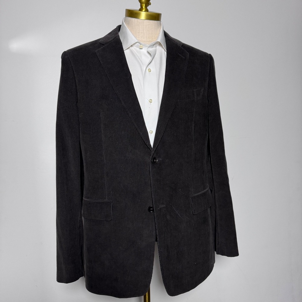 John W. Nordstrom Blazer Mens‎ 44L Brown Solid Corduroy Cashmere Blend Jacket